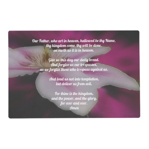 The Lords Prayer Our Father Clematis Placemat