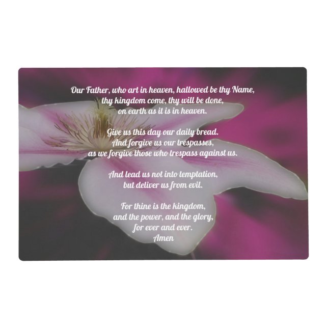 The Lord's Prayer Our Father Clematis Placemat (Front)