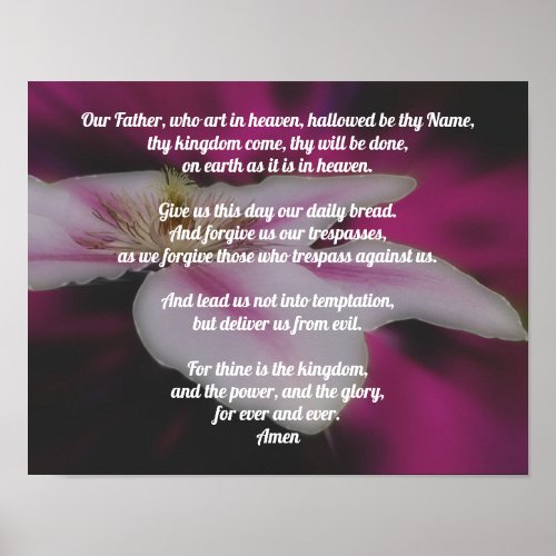 The Lords Prayer Our Father Clematis Poster