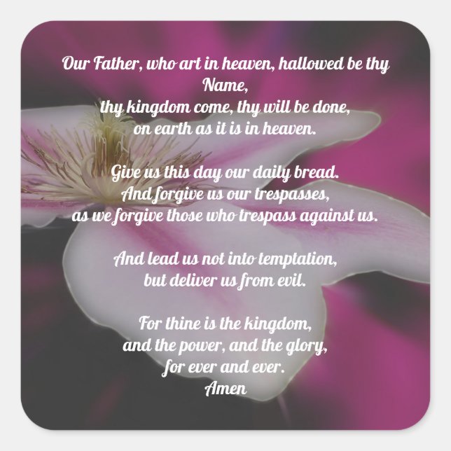 The Lord's Prayer Our Father Clematis     Square Sticker (Front)