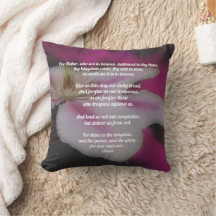 The Lord's Prayer Our Father Clematis    Throw Pillow