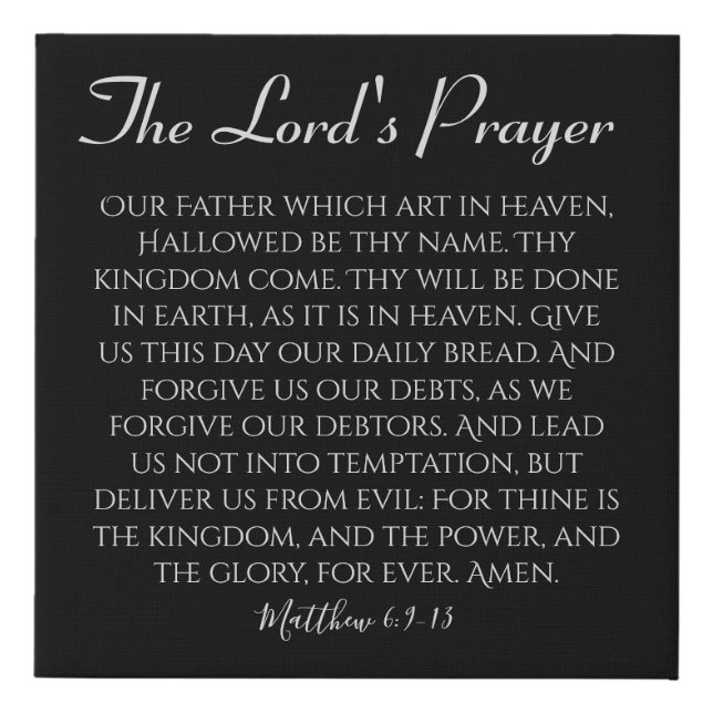 The Lord's Prayer | Our Father Faux Canvas Print (Front)