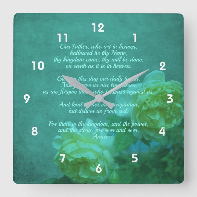 The Lord's Prayer Our Father Inspirational Square Wall Clock (Front)
