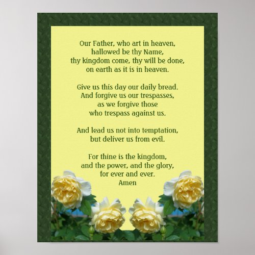 The Lords Prayer Our Father Rose Poster