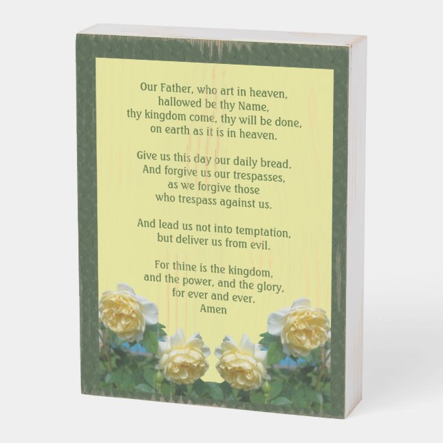 The Lord's Prayer Our Father Rose  Wooden Box Sign (Angled Vertical)