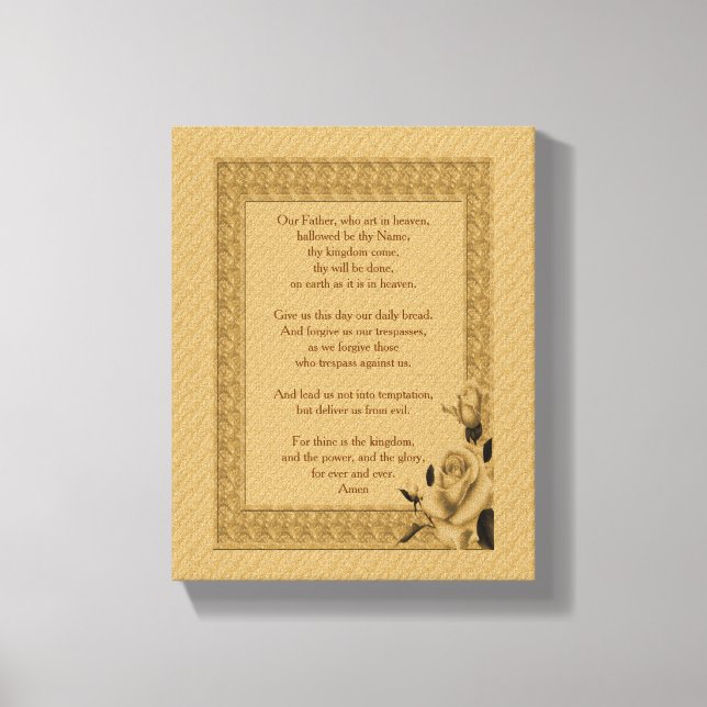 The Lord's Prayer Our Father Rosebud Canvas Print (Front)