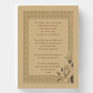 The Lord's Prayer Our Father Rosebud Wooden Box Sign
