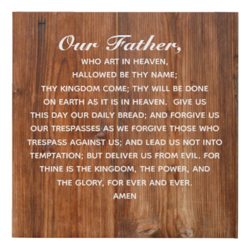 The Lords Prayer Our Father Who Art in Heaven  Faux Canvas Print