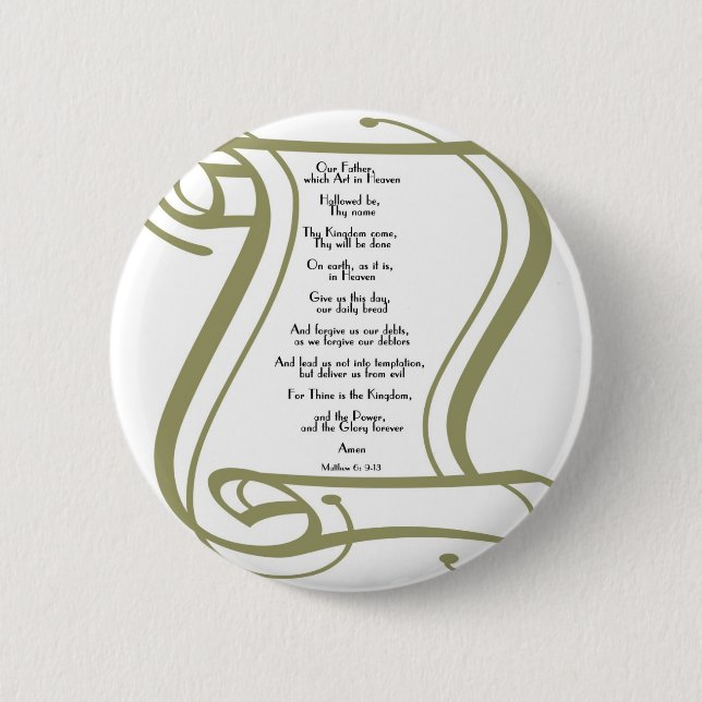 The Lords Prayer Pinback Button (Front)