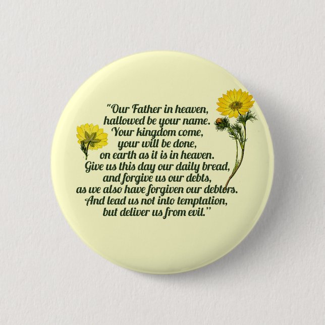The Lords Prayer Pinback Button (Front)