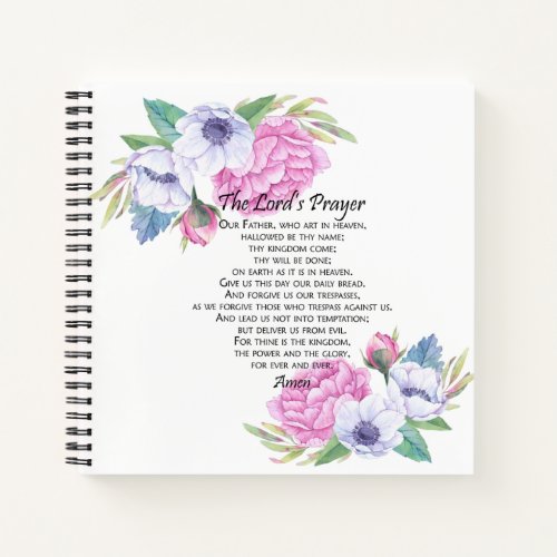 The Lords Prayer Pink Floral from Matthew 69_13 Notebook