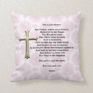 The Lord's Prayer (pink) Throw Pillow