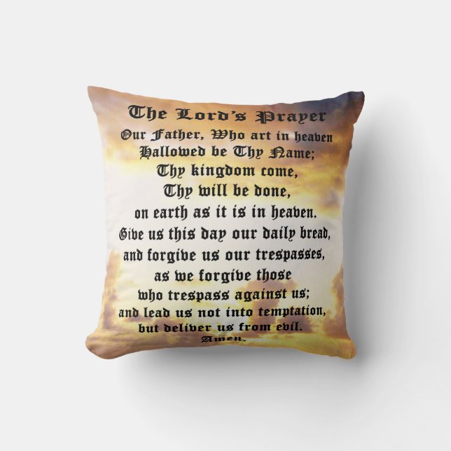 The Lord's Prayer, Religious Gifts, Prayer Throw Pillow (Front)