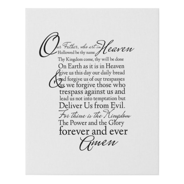 The Lords Prayer Scripture Art Wall Canvas (Front)