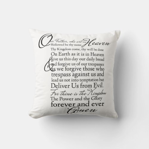 The Lords Prayer Scripture Bible Verse Pillow