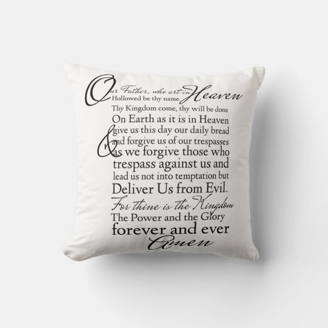 The Lords Prayer Scripture Bible Verse Pillow (Front)