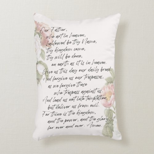The Lords Prayer Soft Pastel Floral Accent Pillow