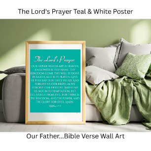 The Lord's Prayer Teal & White Poster