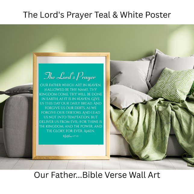 The Lord's Prayer Teal & White Poster (The Lord's Prayer Teal & White Poster)