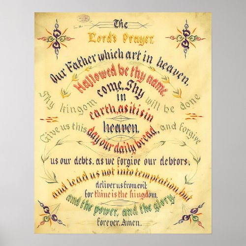 The Lords Prayer The Our Father Bible Verse Poster