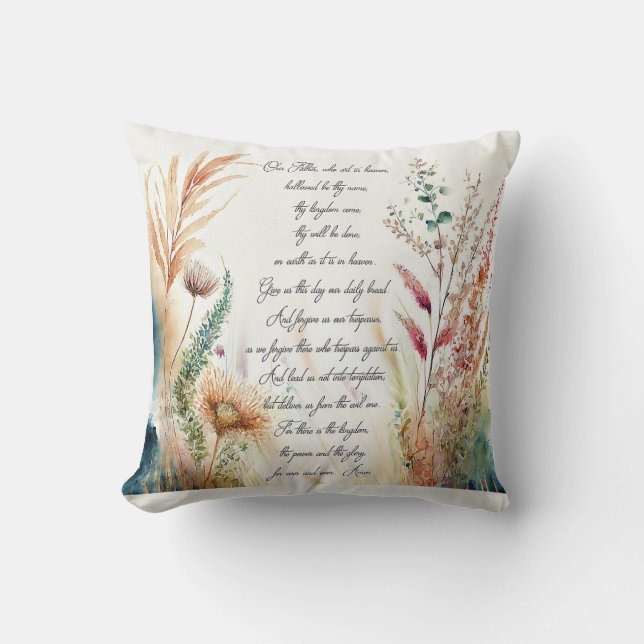 The Lord's Prayer Throw Pillow (Front)