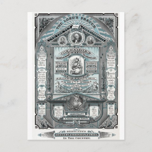 The Lord's Prayer vintage engraving Postcard (Front)