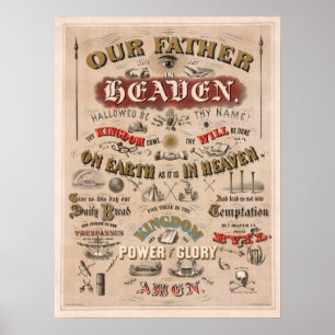 The Lord's Prayer Vintage Illustrated Poster
