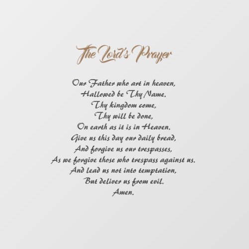 The Lords Prayer Wall Decal Clear Background