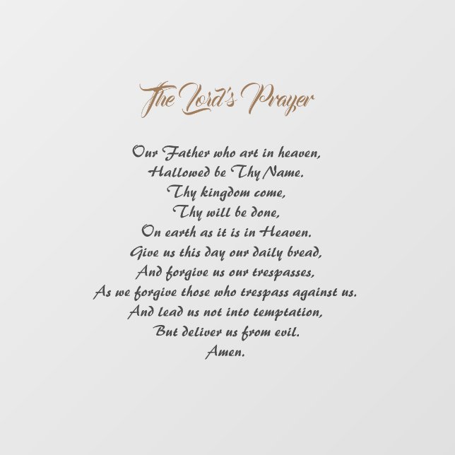 The Lord's Prayer Wall Decal Clear Background (Front)