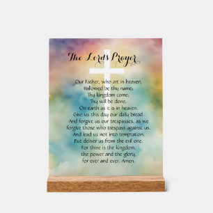The Lord's Prayer Watercolor Cross  Acrylic Sign
