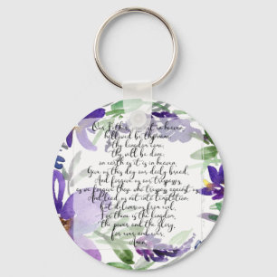 The Lords Prayer Watercolor floral Keychain