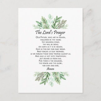 The Lord's Prayer with Greenery ~ Matthew 6:9-13 Postcard
