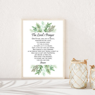 The Lord's Prayer with Greenery ~ Matthew 6:9-13 Poster