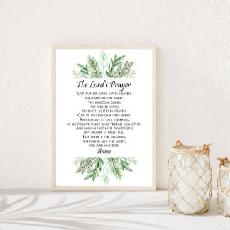 The Lord's Prayer with Greenery ~ Matthew 6:9-13 Poster