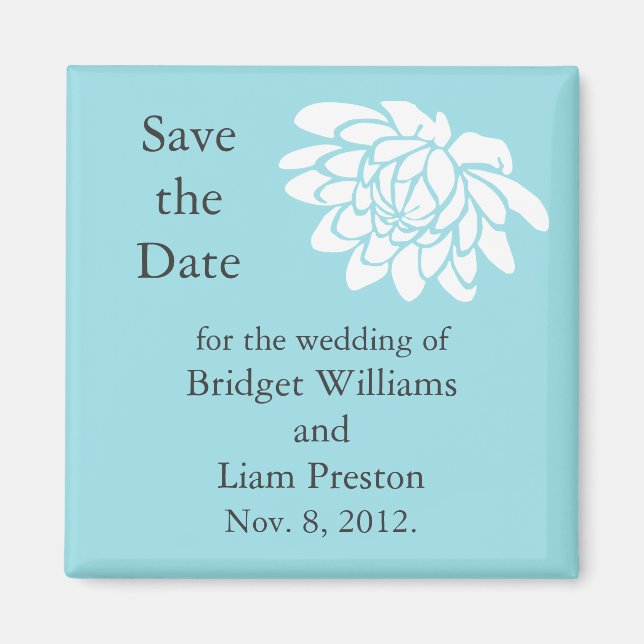The Lotus Flower Save the Date Magnet (turquoise) (Front)