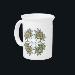 The Lotus Pitcher<br><div class="desc">Layers of Celtic weave and Indian Mehndi from the Lotus Weave design have been masked under a lotus blossom shape in shades of teal and brown.</div>