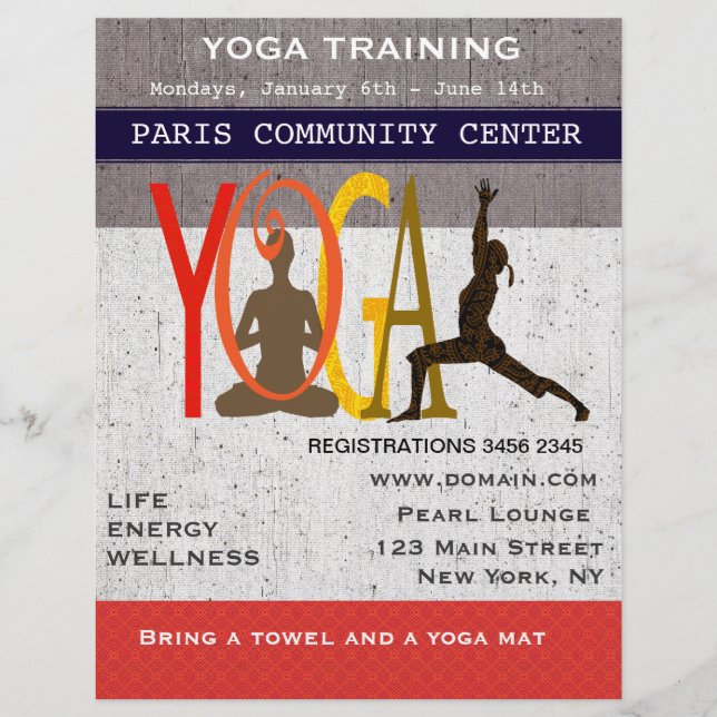 The Lotus. The Warrior. Cute Exercise Yoga Flyer (Front)