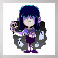 The Loud House Lucy Loud with Spell book and Skull Poster