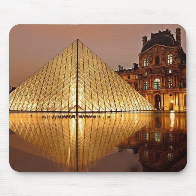 The Louvre gallery, Paris at night Mouse Pad (Front)