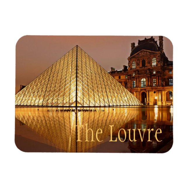 The Louvre Museum at Night, Paris, France Magnet (Horizontal)