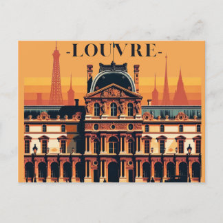 The Louvre: Parisian Elegance and Cultural vintage Holiday Postcard