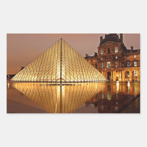 The Louvre Pyramid in the courtyard of the Louvre Rectangular Sticker