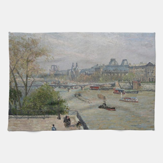 The Louvre, Spring  Camille Pissarro     Kitchen Towel (Horizontal)