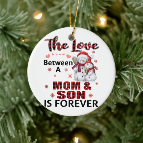 The love between a mom and son ceramic ornament