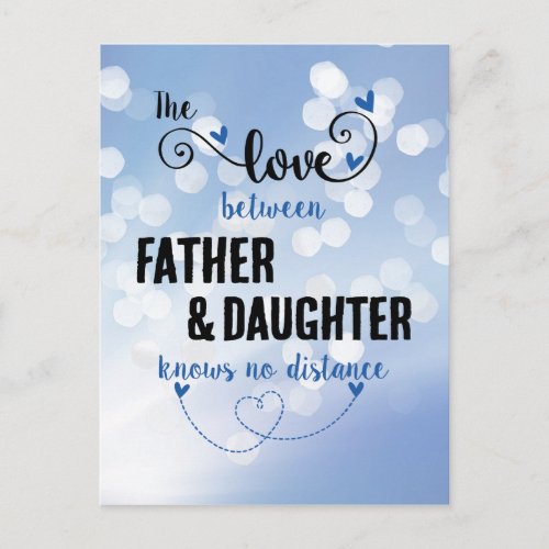 The love between father and daughter distance postcard