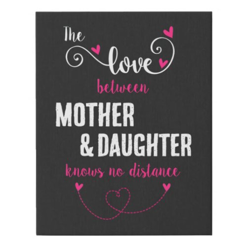 The love between mother and daughter distance faux canvas print