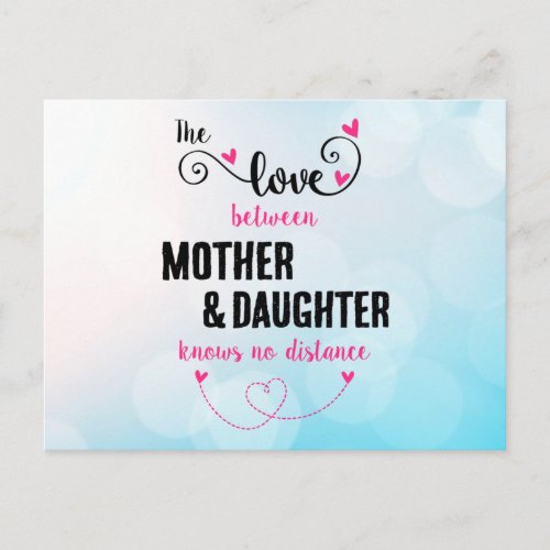The love between mother and daughter distance postcard
