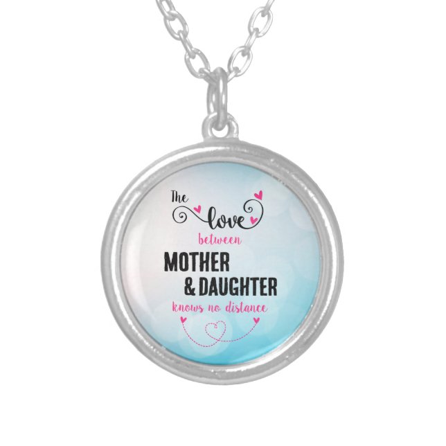 The love between mother and daughter distance silver plated necklace (Front)