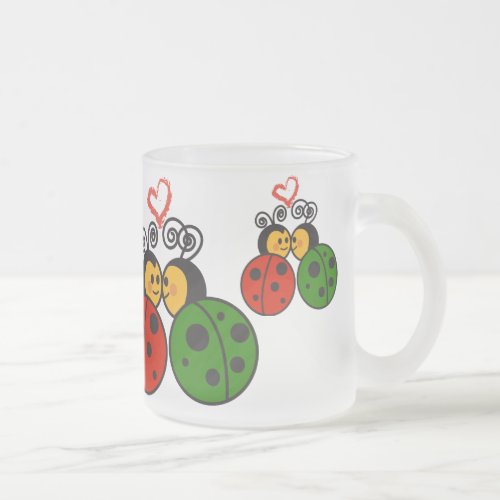 The love bugs frosted glass coffee mug