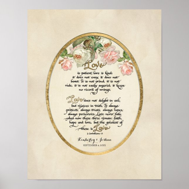 The Love Chapter, 1 Corinthians 13 Calligraphy Poster (Front)